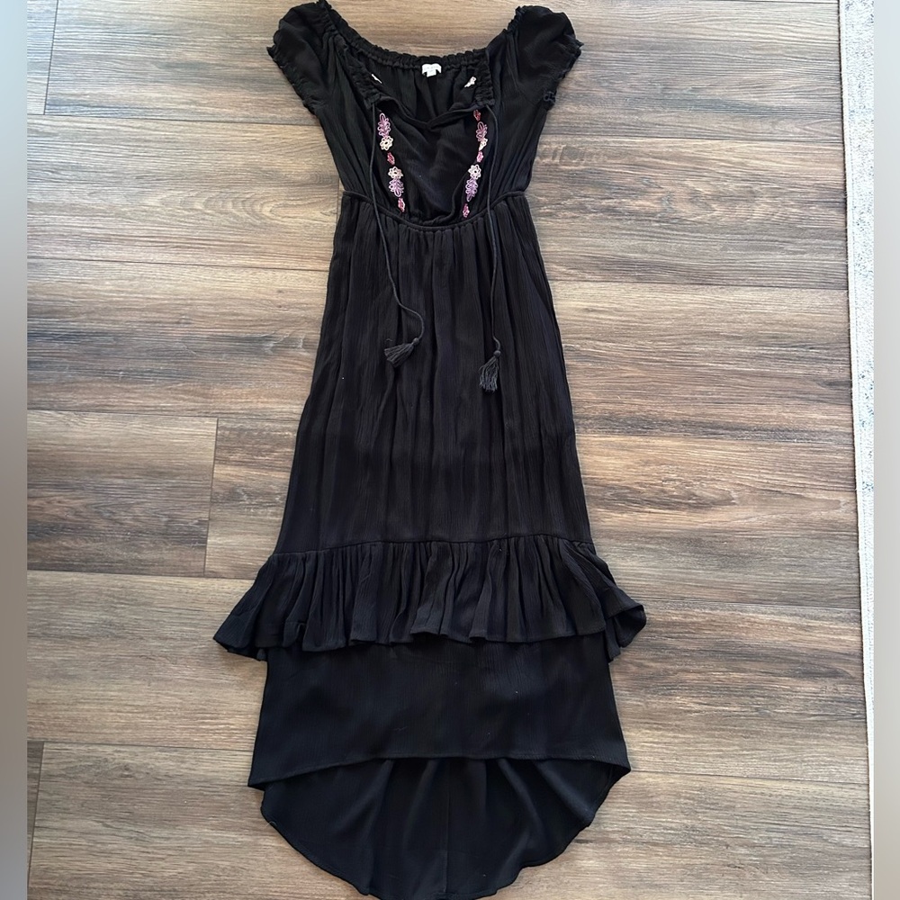 Love Fire Los Angeles Ruffled Tiered Crinkle Cotton Dress